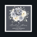 Silver Grey Ivory Floral boho Ivory Bridal Shower  Napkin<br><div class="desc">Elegant floral winter bridal shower napkin features elegant grey ,  ivory and silver watercolor flower bouquet frosty-hued greenery. Please contact me for any help in customisation or if you need any other product with this design.</div>