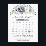 Silver Grey Ivory Floral Winter Boho Save the Date Postcard<br><div class="desc">Elegant floral winter calendar save the date postcard features elegant grey ,  ivory and silver watercolor flower bouquet frosty-hued greenery. Please contact me for any help in customisation or if you need any other product with this design.</div>