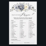 Silver Grey Ivory Floral Winter Bridal Shower Game<br><div class="desc">Elegant floral winter bridal shower game (what's in your purse) features elegant grey ,  ivory and silver watercolor flower bouquet frosty-hued greenery. Please contact me for any help in customisation or if you need any other product with this design.</div>