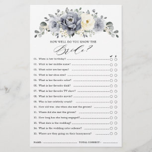Silver Grey Ivory Floral Winter Bridal Shower Game