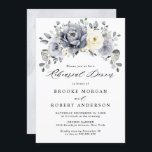 Silver Grey Ivory Floral Winter  Rehearsal Dinner Invitation<br><div class="desc">Elegant floral winter rehearsal dinner invitation features elegant grey ,  ivory and silver watercolor flower bouquet frosty-hued greenery. Please contact me for any help in customisation or if you need any other product with this design.</div>