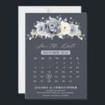 Silver Grey Ivory Floral Winter Rustic Calendar  S Save The Date<br><div class="desc">Elegant floral winter calendar save the date card features elegant grey ,  ivory and silver watercolor flower bouquet frosty-hued greenery. Please contact me for any help in customisation or if you need any other product with this design.</div>