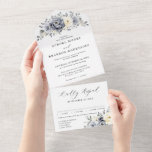 Silver Grey Ivory Floral Winter Rustic Wedding All In One Invitation<br><div class="desc">Elegant floral winter wedding invitation features elegant grey ,  ivory and silver watercolor flower bouquet frosty-hued greenery. Please contact me for any help in customisation or if you need any other product with this design.</div>