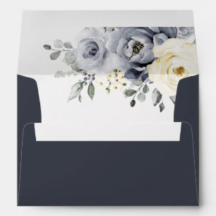 Silver Grey Ivory Floral Winter Rustic Wedding Env Envelope