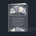 Silver Grey Ivory Floral Winter Rustic Wedding  In Invitation<br><div class="desc">Elegant floral winter wedding invitation features elegant grey ,  ivory and silver watercolor flower bouquet frosty-hued greenery. Please contact me for any help in customisation or if you need any other product with this design.</div>