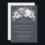 Silver Grey Ivory Floral Winter Rustic Wedding Inv Invitation<br><div class="desc">Elegant floral winter wedding invitation features elegant grey ,  ivory and silver watercolor flower bouquet frosty-hued greenery. Please contact me for any help in customisation or if you need any other product with this design.</div>