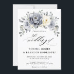 Silver Grey Ivory Floral Winter Rustic Wedding Inv Invitation<br><div class="desc">Elegant floral winter wedding invitation features elegant grey ,  ivory and silver watercolor flower bouquet frosty-hued greenery. Please contact me for any help in customisation or if you need any other product with this design.</div>