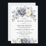 Silver Grey Ivory Floral Winter Rustic Wedding Invitation<br><div class="desc">Elegant floral winter wedding invitation features elegant grey ,  ivory and silver watercolor flower bouquet frosty-hued greenery. Please contact me for any help in customisation or if you need any other product with this design.</div>