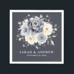 Silver Grey Ivory Floral Winter Rustic Wedding Nap Napkin<br><div class="desc">Elegant floral winter wedding napkin features elegant grey ,  ivory and silver watercolor flower bouquet frosty-hued greenery. Please contact me for any help in customisation or if you need any other product with this design.</div>
