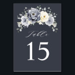 Silver Grey Ivory Floral Winter Rustic Wedding Tab Table Number<br><div class="desc">Elegant floral winter wedding table number features elegant grey ,  ivory and silver watercolor flower bouquet frosty-hued greenery. Please contact me for any help in customisation or if you need any other product with this design.</div>