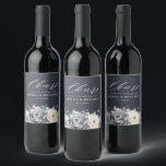 Silver Grey Ivory Floral Winter Rustic Wedding Win Wine Label<br><div class="desc">Elegant floral winter wedding wine label features elegant grey ,  ivory and silver watercolor flower bouquet frosty-hued greenery. Please contact me for any help in customisation or if you need any other product with this design.</div>