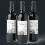 Silver Grey Ivory Floral Winter Rustic Wedding Wine Label<br><div class="desc">Elegant floral winter wedding wine label features elegant grey ,  ivory and silver watercolor flower bouquet frosty-hued greenery. Please contact me for any help in customisation or if you need any other product with this design.</div>