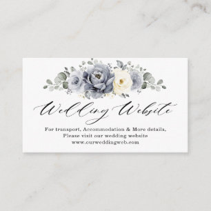 Silver Grey Ivory Floral Winter Wedding Website    Enclosure Card