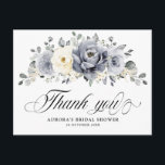 Silver Grey Ivory Winter Bridal Shower Thank You Postcard<br><div class="desc">Elegant floral winter bridal shower thank you postcard features elegant grey ,  ivory and silver watercolor flower bouquet frosty-hued greenery. Please contact me for any help in customisation or if you need any other product with this design.</div>