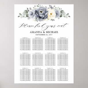 Silver Grey Ivory  Winter Wedding Seating Chart