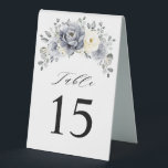 Silver Grey Ivory  Winter Wedding Table Number<br><div class="desc">Elegant floral winter wedding table number features elegant grey ,  ivory and silver watercolor flower bouquet frosty-hued greenery. Please contact me for any help in customisation or if you need any other product with this design.</div>