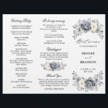 Silver Grey Ivory Winter Wedding Tri-Fold Program<br><div class="desc">Elegant floral winter wedding Tri-fold program card features elegant grey ,  ivory and silver watercolor flower bouquet frosty-hued greenery. Please contact me for any help in customisation or if you need any other product with this design.</div>