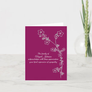 Silver Grey Japanese Foliage Sympathy Thank You Card
