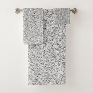Silver grey light glitter sparkles bath towel set