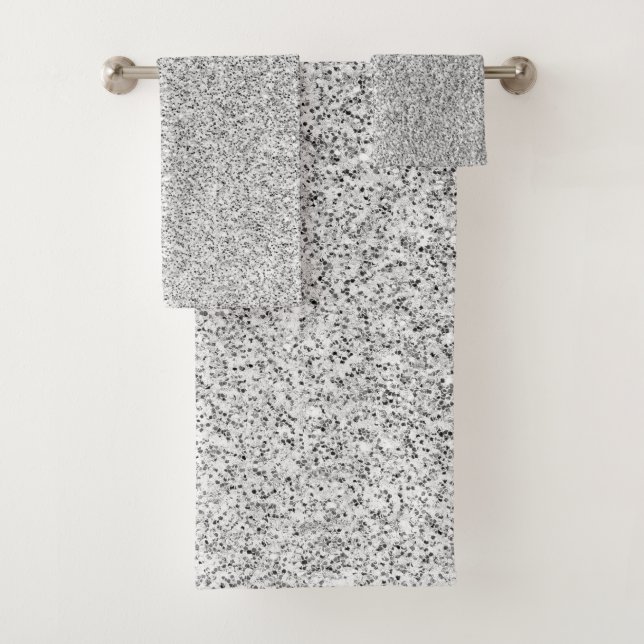 Silver grey light glitter sparkles bath towel set (Insitu)
