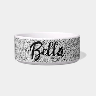 Silver grey light glitter sparkles Custom name Bowl