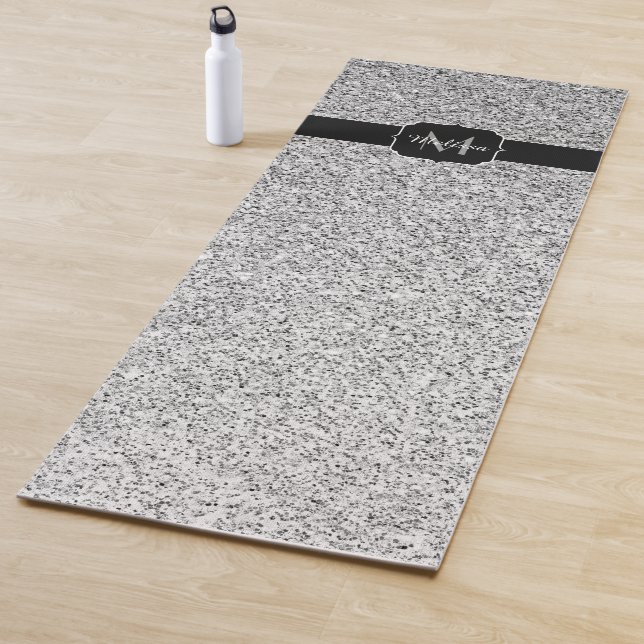 Silver grey light glitter sparkles Monogram Yoga Mat (In Situ)