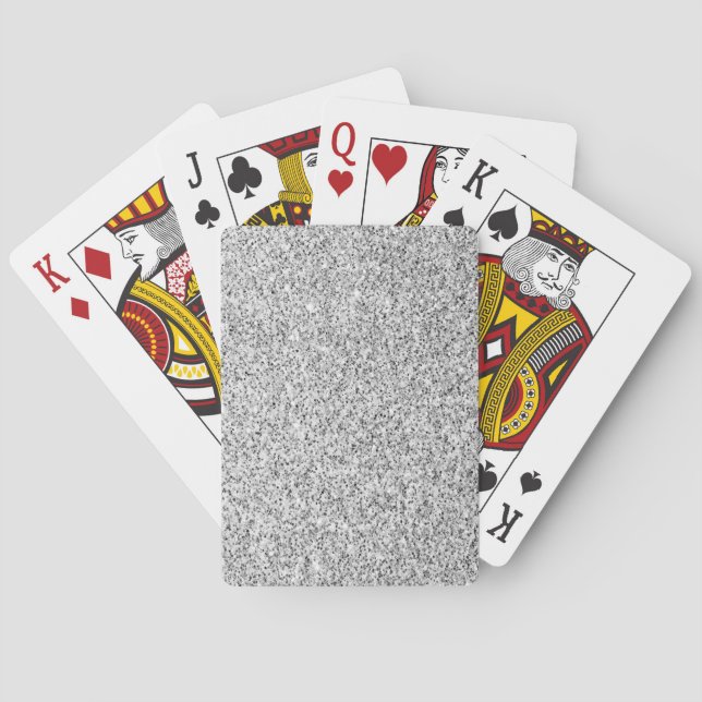 Silver grey light glitter sparkles playing cards (Back)