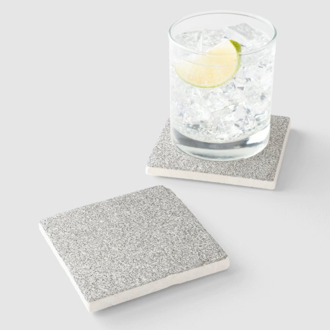 Silver grey light glitter sparkles stone coaster (Side)