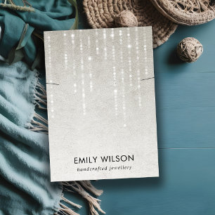 SILVER GREY LIGHT STRINGS NECKLACE BAND DISPLAY BUSINESS CARD