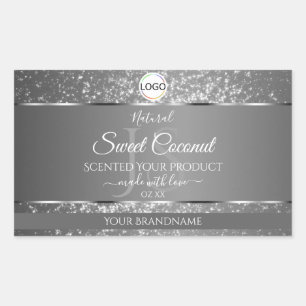 Silver Grey Logo Initials Glitter Product Labels
