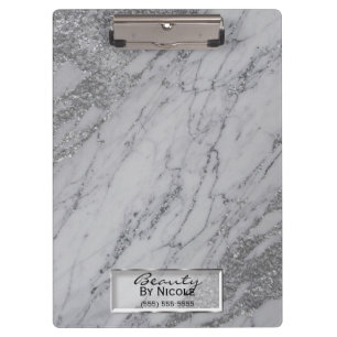 Silver Grey Marble Modern Fashion Personalised Clipboard