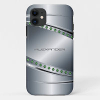 Silver Grey -Metal Look- Diamonds- Monogram