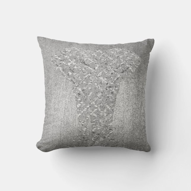 Silver Grey Metallic Black Animal Elephant LUXURY Cushion (Front)