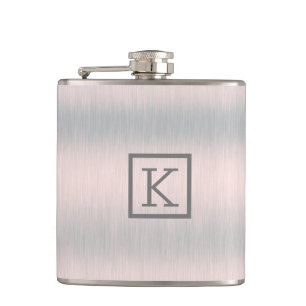 Silver-grey Metallic Brushed Aluminium  Look Hip Flask