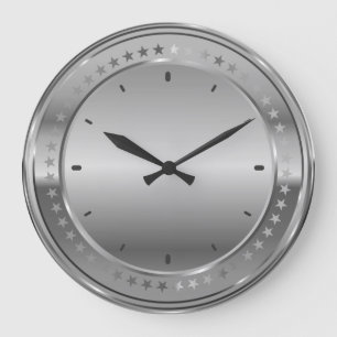 Silver-grey Metallic Design-Stainless Steel Large Clock