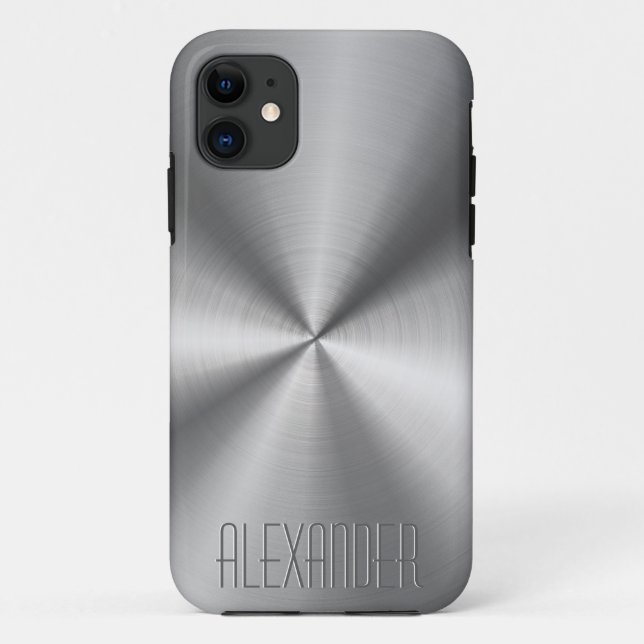 Silver Grey Metallic Design Stainless Steel Look Case-Mate iPhone Case (Back)