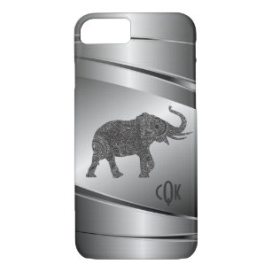 Silver Grey Metallic Floral Elephant Case-Mate iPhone Case