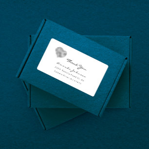 Silver Grey Metallic Heart Brush Stroke Thank You