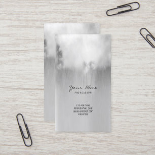 Silver Grey Metallic Rain Cloud Ombre Minimal VIP Business Card