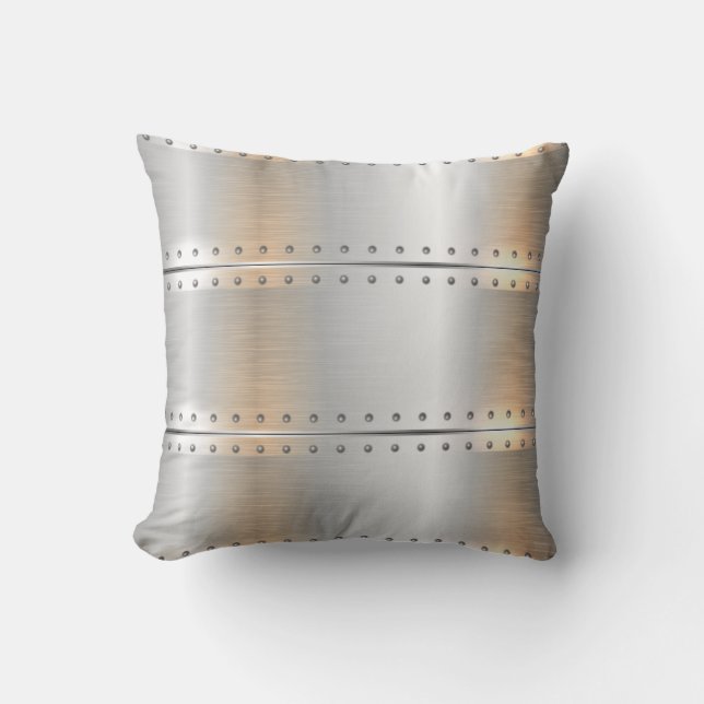 Silver-grey metallic stripes cushion (Front)