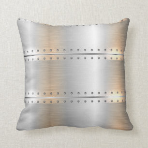 Silver-grey metallic stripes cushion