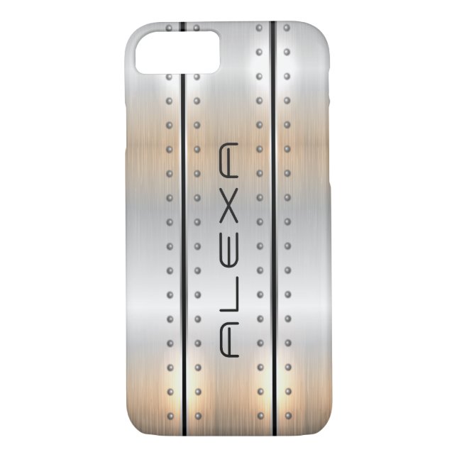 Silver-grey metallic texture geometric design Case-Mate iPhone case (Back)