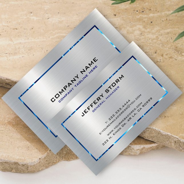 Silver Grey Metallic Texture Stainless Steel Look  Business Card (Creator Uploaded)