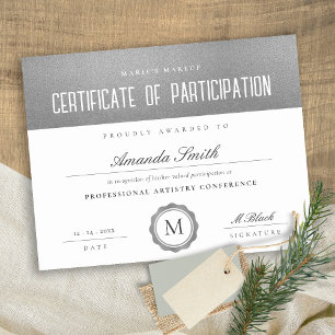Silver Grey Minimal Certificate of Participation