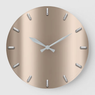 Silver Grey Minimalism Deep Blush Ivory Large Clock