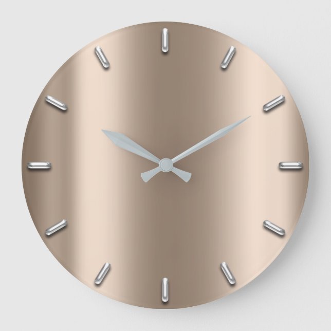 Silver Grey Minimalism Deep Blush Ivory Large Clock (Front)
