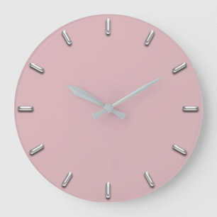 Silver Grey Minimalism Eggplant Pink Rose Large Clock