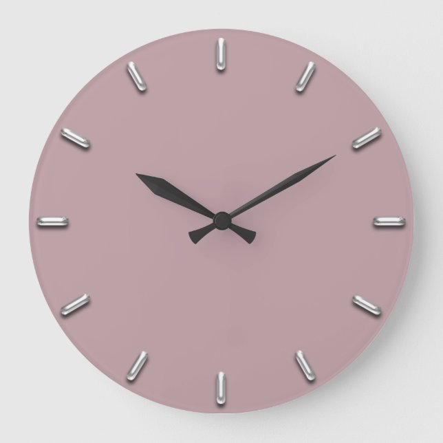 Silver Grey Minimalism Eggplant Purple  Elegant Large Clock (Front)