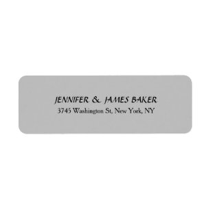 Silver Grey Minimalist Plain Modern Family Name Return Address Label
