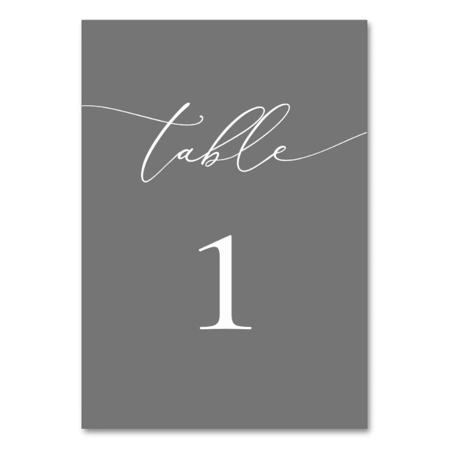 Silver Grey Minimalist Table Number (Front)